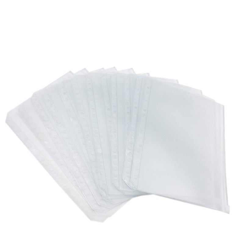Suillty 20 Holes Transparent Plastic PVC Insertable Binder Folders Pockets Sheet Page Paper Refills Protector for 20 Rings Notebook Planner Diary Loose Leaf File Document Storage Pouch Filing Bag(12Pack,A5) - Image 2